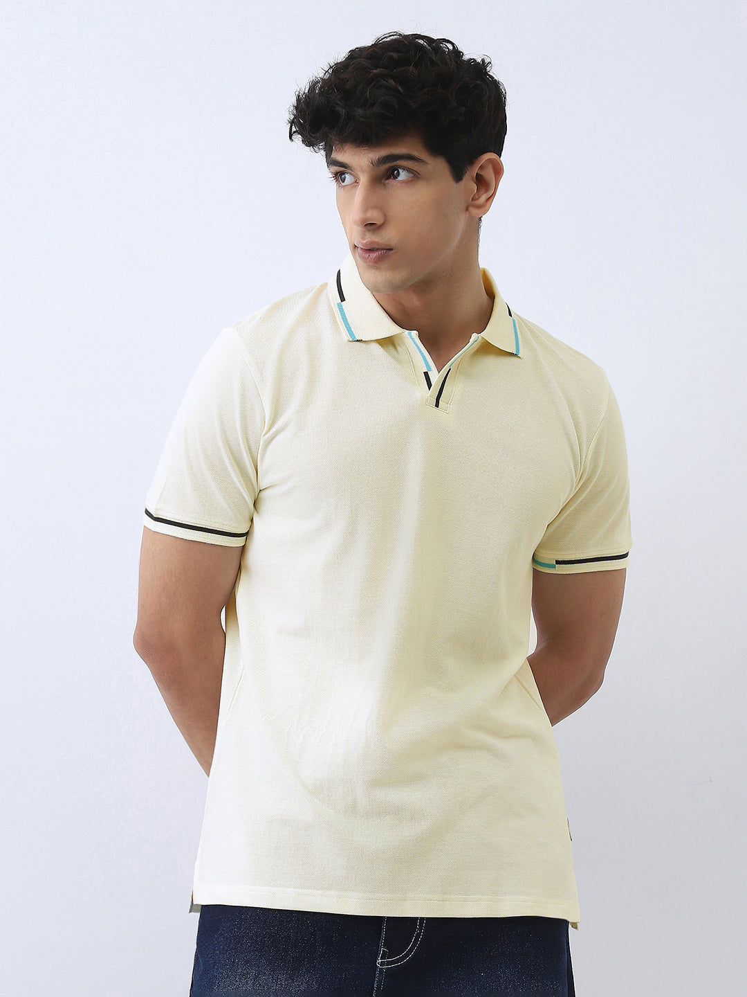Men's White Solid Regular Fit Half Sleeve Cotton Polo T-Shirt