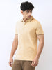 Men's Light Beige Solid Regular Fit Half Sleeve Cotton Polo T-Shirt