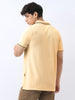 Men's Light Beige Solid Regular Fit Half Sleeve Cotton Polo T-Shirt