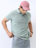 Men's Granite Green Solid Regular Fit Half Sleeve Cotton Polo T-Shirt