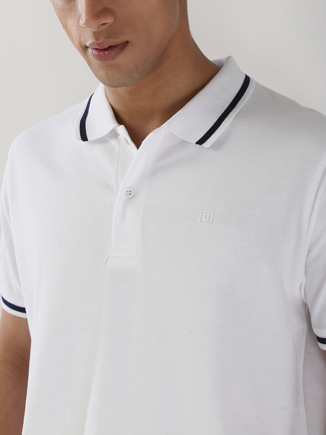 Men's White Solid Regular Fit Half Sleeve Cotton Polo T-Shirt