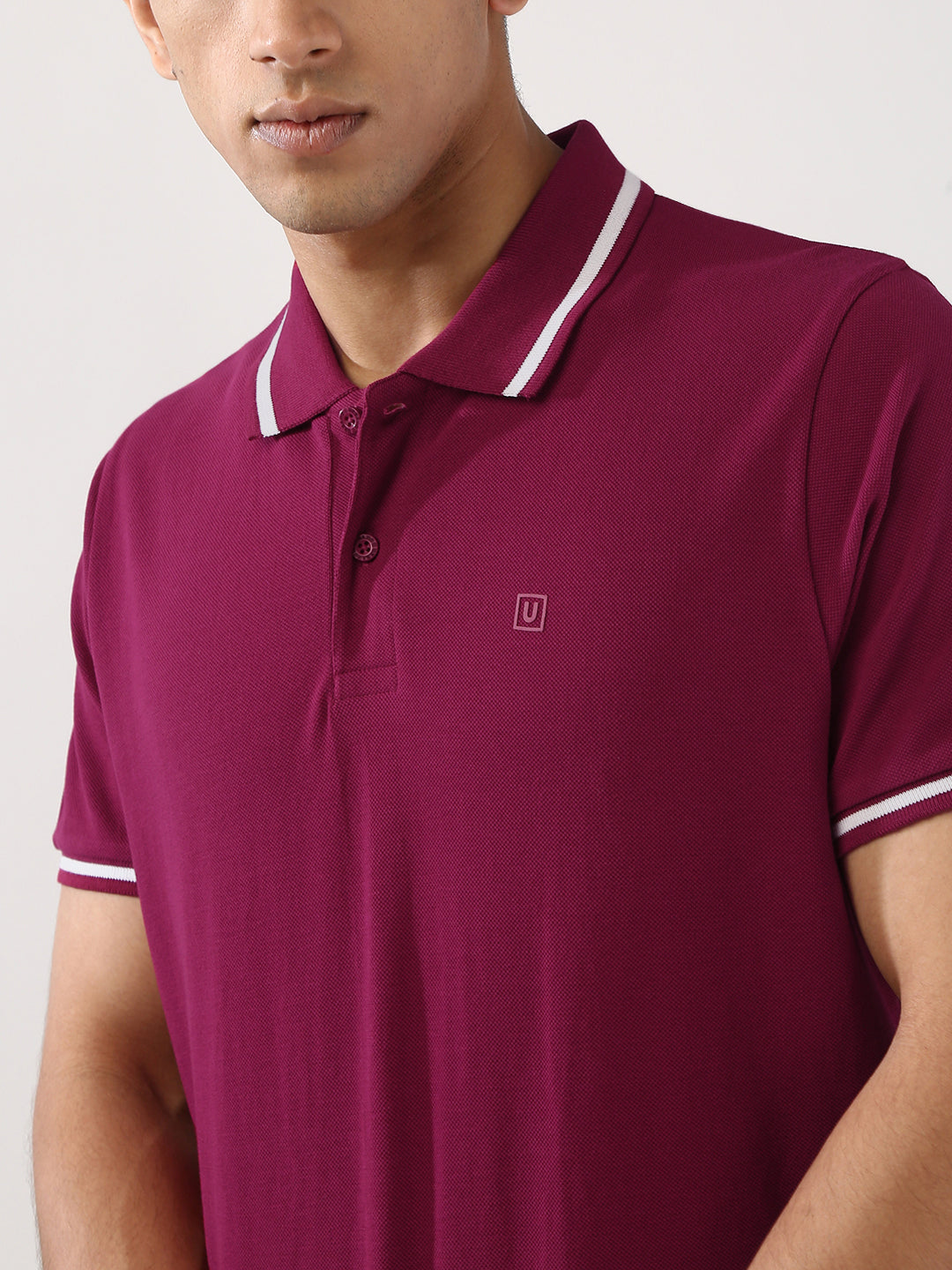 Men's Wine Solid Regular Fit Half Sleeve Cotton Polo T-Shirt