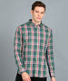 Men's Green Cotton Full Sleeve Slim Fit Casual Checkered Shirt
