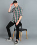 Men's Green Cotton Full Sleeve Slim Fit Casual Checkered Shirt