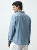 Men's Ice Blue Regular Fit Full Sleeve Solid Denim Shirt