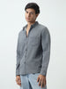 Men's Light Grey Regular Fit Full Sleeve Solid Denim Shirt