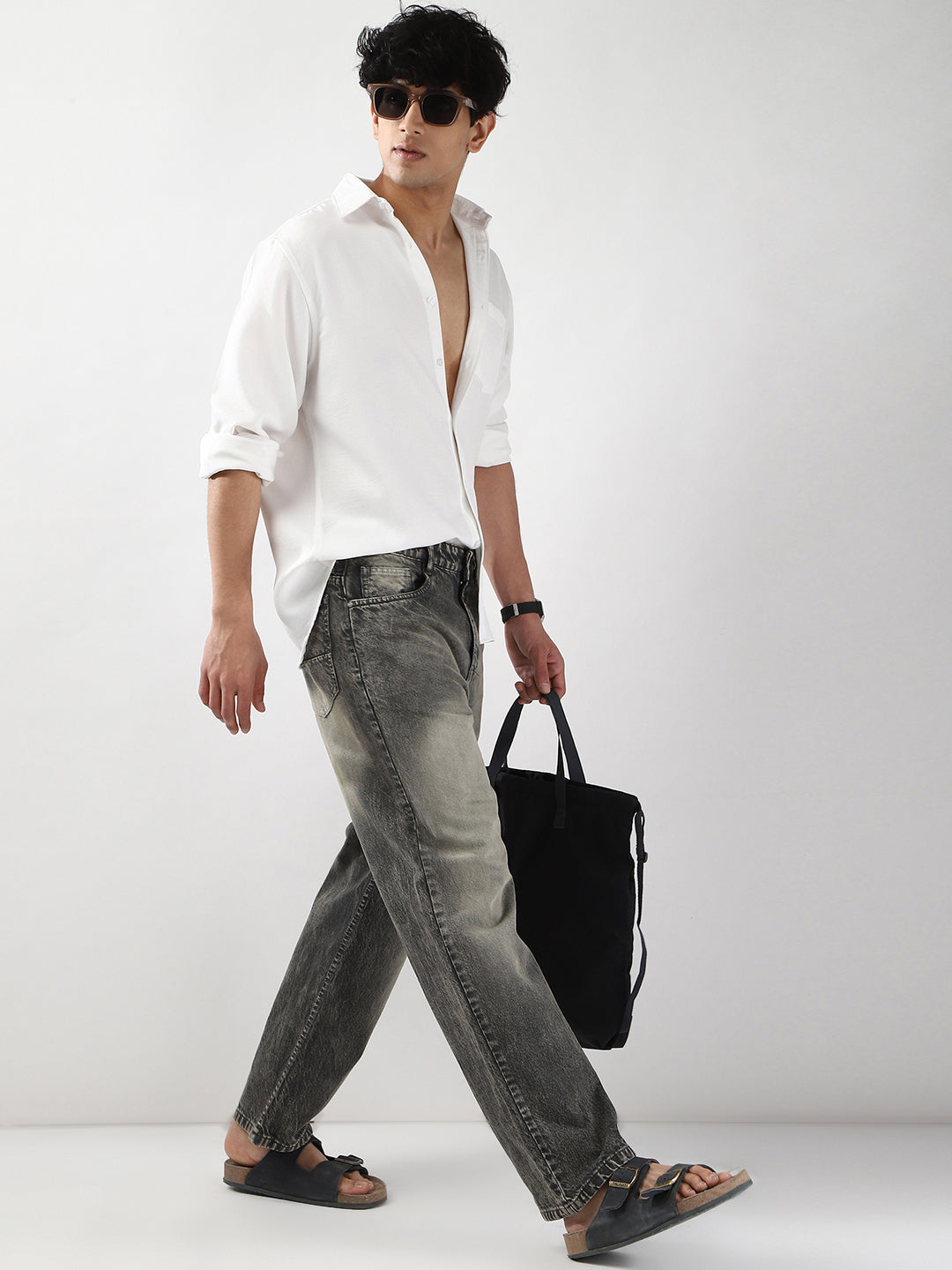 Men's White Linen Blend Full Sleeve Relaxed Fit Casual Solid Shirt