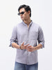 Men's Lavender Cotton Full Sleeve Regular Fit Casual Solid Shirt with Band Collar