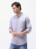 Men's Lavender Cotton Full Sleeve Regular Fit Casual Solid Shirt with Band Collar