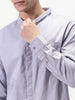 Men's Lavender Cotton Full Sleeve Regular Fit Casual Solid Shirt with Band Collar