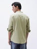 Men's Light Olive Cotton Full Sleeve Regular Fit Casual Solid Shirt with Band Collar