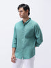 Men's Light Teal Cotton Full Sleeve Regular Fit Casual Solid Shirt with Band Collar
