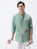 Men's Mint Cotton Full Sleeve Regular Fit Casual Solid Shirt with Band Collar