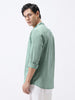 Men's Mint Cotton Full Sleeve Regular Fit Casual Solid Shirt with Band Collar
