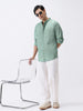 Men's Mint Cotton Full Sleeve Regular Fit Casual Solid Shirt with Band Collar