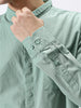 Men's Mint Cotton Full Sleeve Regular Fit Casual Solid Shirt with Band Collar