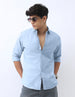 Men's Light Blue Cotton Full Sleeve Regular Fit Casual Solid Shirt