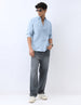 Men's Light Blue Cotton Full Sleeve Regular Fit Casual Solid Shirt