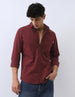 Men's Maroon Cotton Full Sleeve Regular Fit Casual Solid Shirt