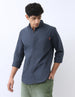 Men's Slate Blue Cotton Full Sleeve Regular Fit Casual Solid Shirt