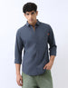 Men's Slate Blue Cotton Full Sleeve Regular Fit Casual Solid Shirt