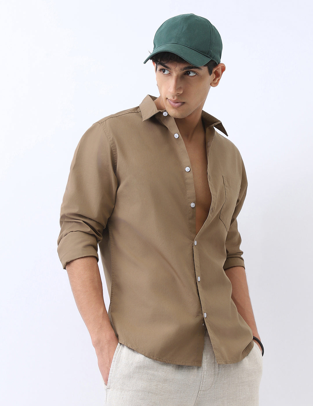light brown dress shirt Men's Light Brown Cotton Full Sleeve Regular Fit Casual Solid Shirt – Urbano Fashion