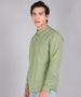 Men's Green Cotton Full Sleeve Slim Fit Solid Shirt with Mandarin Collar