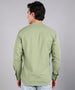 Men's Green Cotton Full Sleeve Slim Fit Solid Shirt with Mandarin Collar