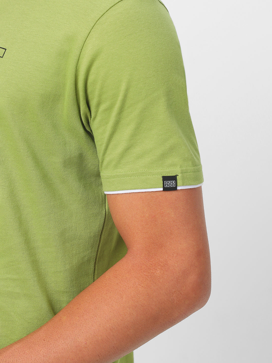 Men's Solid Olive Round Neck Half Sleeve Slim Fit Cotton T-Shirt