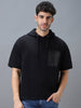 Men's Black Cotton Solid Oversized Hooded Neck Sweatshirt