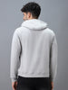 Men's Grey Cotton Solid Button Hooded Neck Sweatshirt