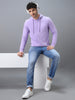 Men's Purple Cotton Solid Hooded Neck Sweatshirt