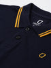 Men's Navy Blue Solid Cotton Slim Fit Polo T-Shirt