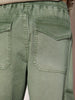 Men's Olive Loose Baggy Fit Travel Cargo Jeans With 8 Pockets Stretchable