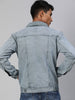 Men's Light Grey Regular Fit Washed Full Sleeve Denim Jacket