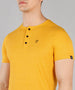 Urbano Fashion Men's Mustard Melange Solid Henley Neck Slim Fit Cotton T-Shirt