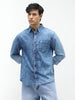 Men's Light Blue Regular Fit Full Sleeve Washed Denim Shirt