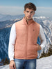 Men's Pink Sleeveless Zippered Puffer Jacket