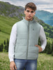 Men's Green Sleeveless Zippered Puffer Jacket
