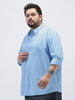 Plus Men's Light Blue Cotton Full Sleeve Regular Fit Casual Solid Shirt