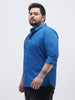 Plus Men's Royal Blue Cotton Full Sleeve Regular Fit Casual Solid Shirt