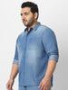Plus Men's Light Blue Full Sleeve Regular Fit Casual Denim Shirt