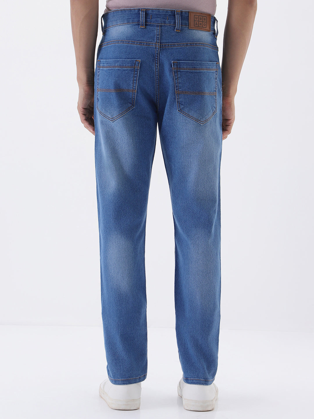 Men's Light Blue Slim Fit Washed Jeans Stretchable