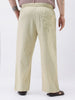 Plus Men's Beige Loose Fit Solid Linen Blend Trousers Non-Stretchable