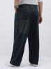 Plus Men's Carbon Blue Loose Baggy Fit Heavy Washed Jeans Non-Stretchable