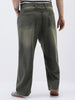 Plus Men's Dark Grey Loose Baggy Fit Heavy Washed Jeans Non-Stretchable