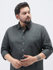 Plus Men's Dark Grey Cotton Full Sleeve Regular Fit Casual Solid Shirt