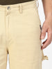 Men's Beige Loose Baggy Fit Solid Carpenter Trouser Pant with 5 Pockets Non-Stretchable