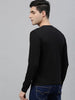 Men's Black Solid Henley Neck Slim Fit Cotton T-Shirt