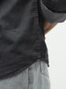 Men's Black Regular Fit Full Sleeve Washed Denim Shirt